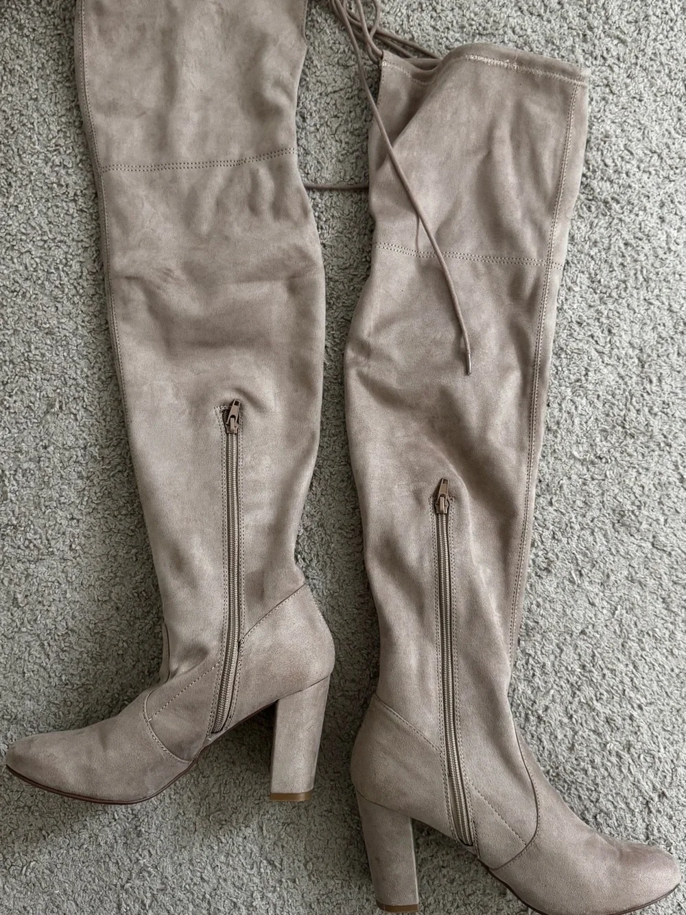 Chinese Laundry Over-the-Knee Block Heel Boots in Taupe, 8M